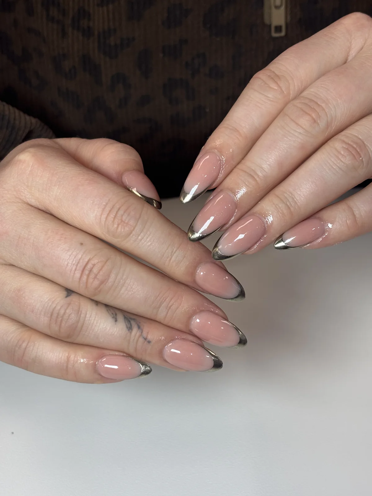 Natural blush almond manicure by Top Ten Nails Spa